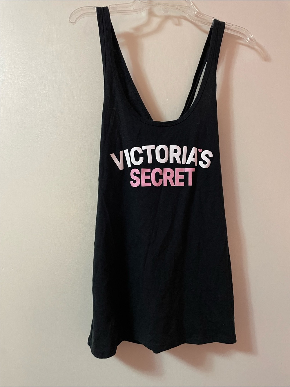 Y2K style Victoria’s Secret logo black cross back tank top